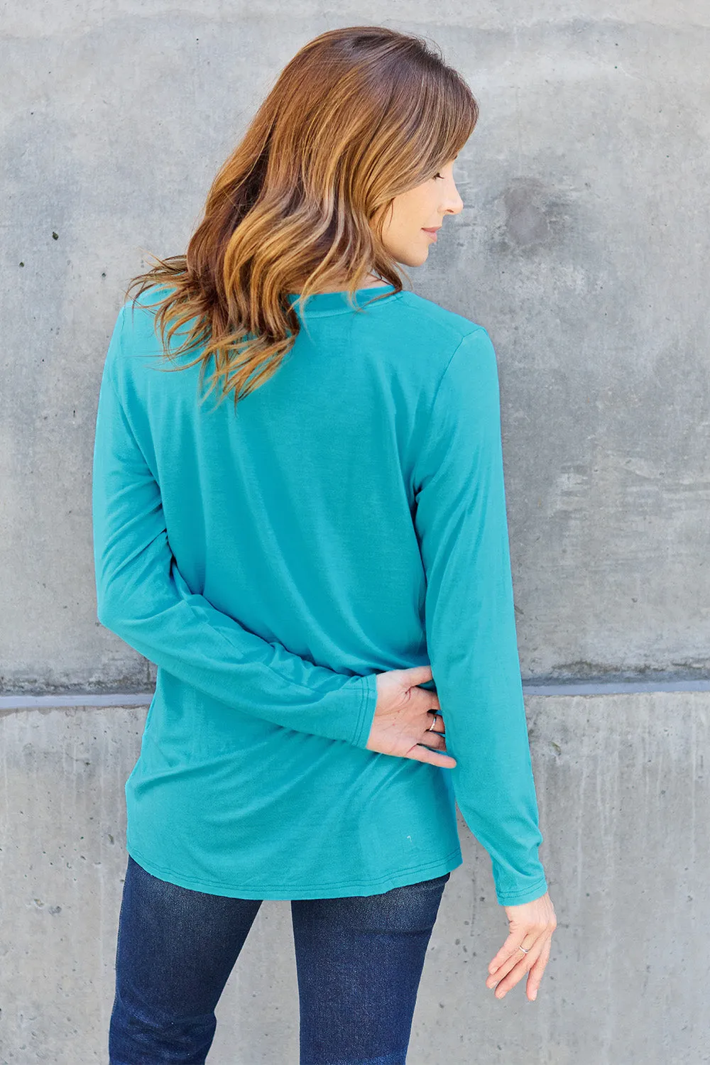 Full Size V-Neck Long Sleeve Top