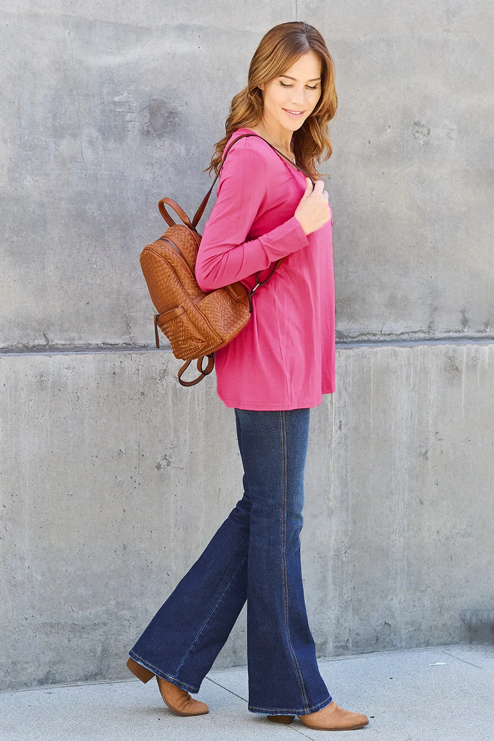 Full Size V-Neck Long Sleeve Top