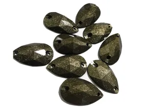 Golden Black Drop Black Zari Plastic Stone (28x16 mm)
