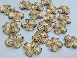 Golden Matte Flower Plastic Stones with Hole (20 mm)