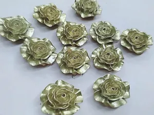 Golden Matte Flower Plastic Stones with Hole (28 mm)