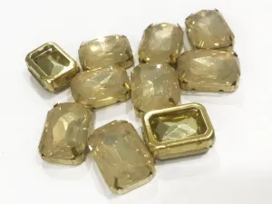 Golden Opal Rectangular Resin Stones with Catcher (18x13 mm) (Wholesale)