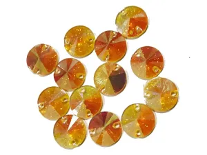 Golden Rainbow Round Rivoli Zari Plastic Stones (10 mm)