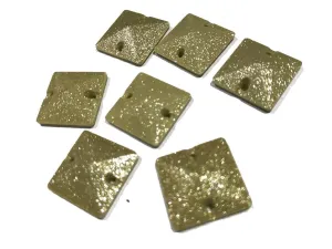 Golden Square Matte Zari Opaque Plastic Stones (16x16 mm)