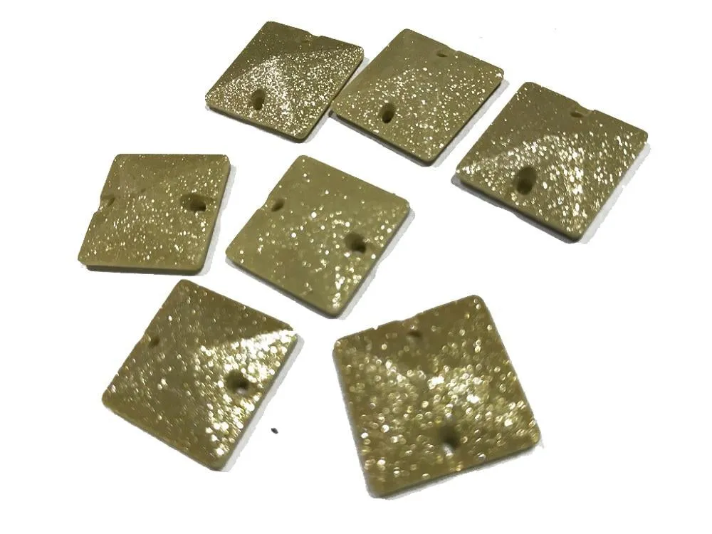 Golden Square Matte Zari Opaque Plastic Stones (16x16 mm)