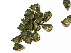Gray Drop Resin Stones with Catcher (8x4 mm) (Wholesale)