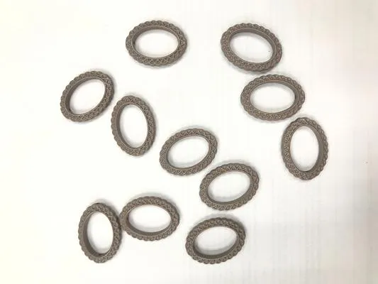 Gray Oval 2 Hole Plastic Stones- 20x28 mm