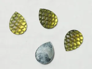 Green Designer Drop Plastic Stones-30x40 mm