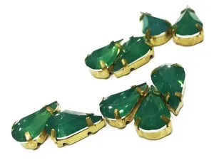 Green Drop Resin Stones with Catcher (13x8 mm)