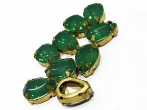 Green Opal Drop Resin Stones with Catcher (14x10 mm)
