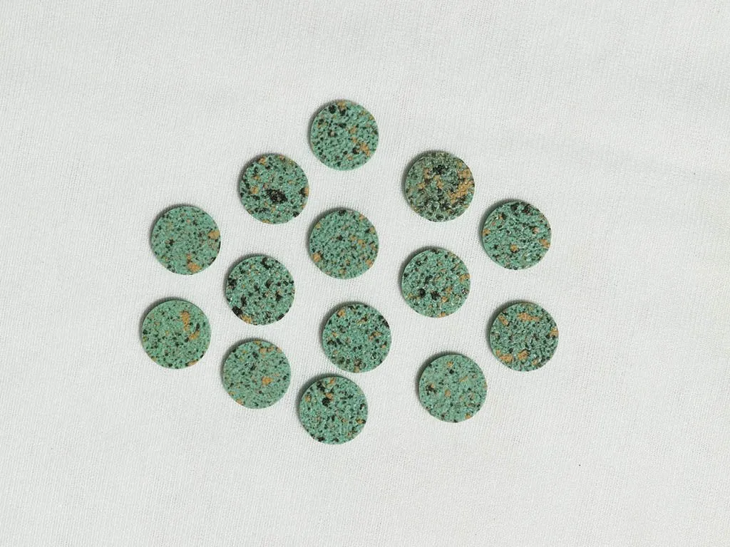 Green Yellow Designer Circular Plastic Stones - 14 mm