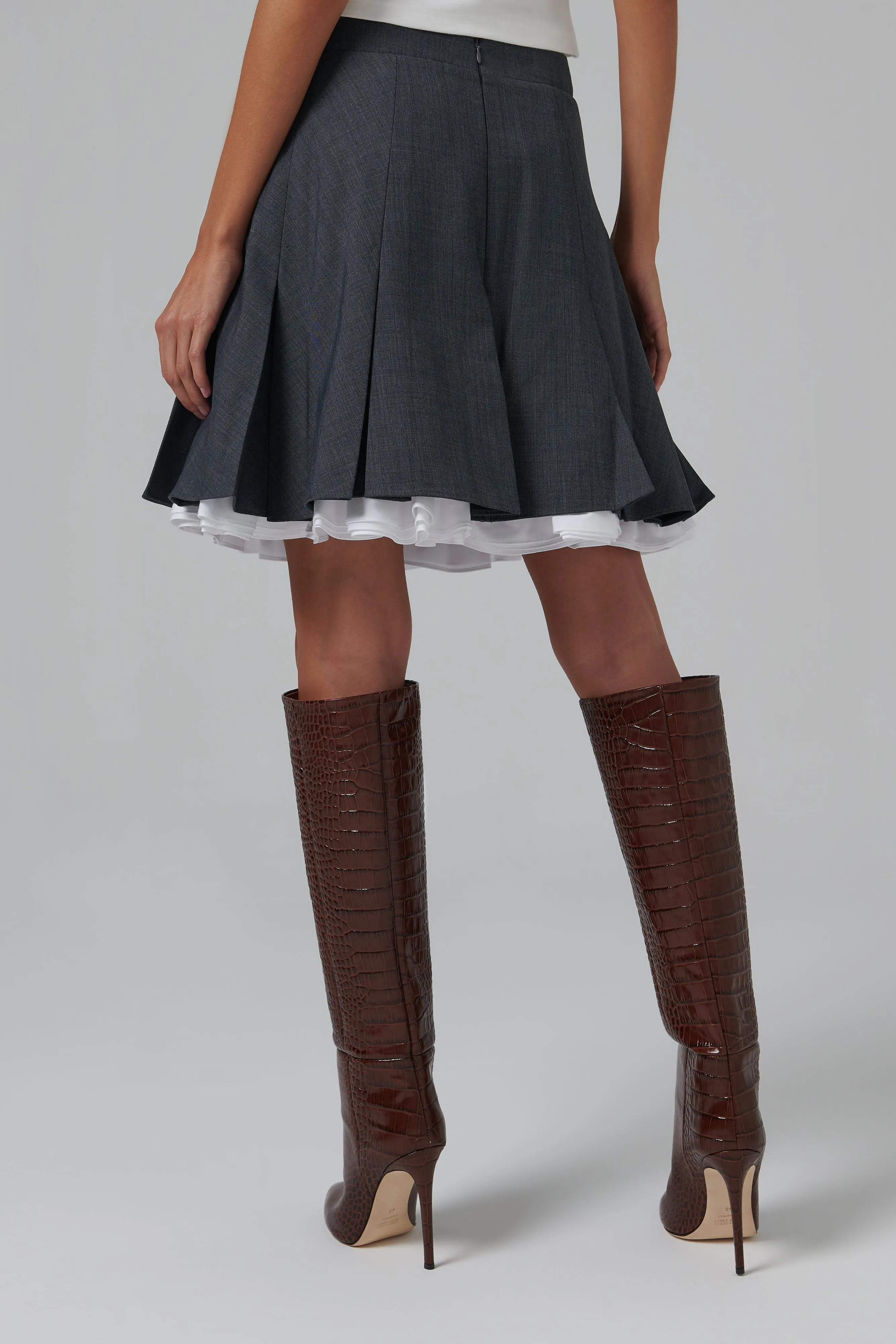 Grey Double-Layered A-Shape Skirt