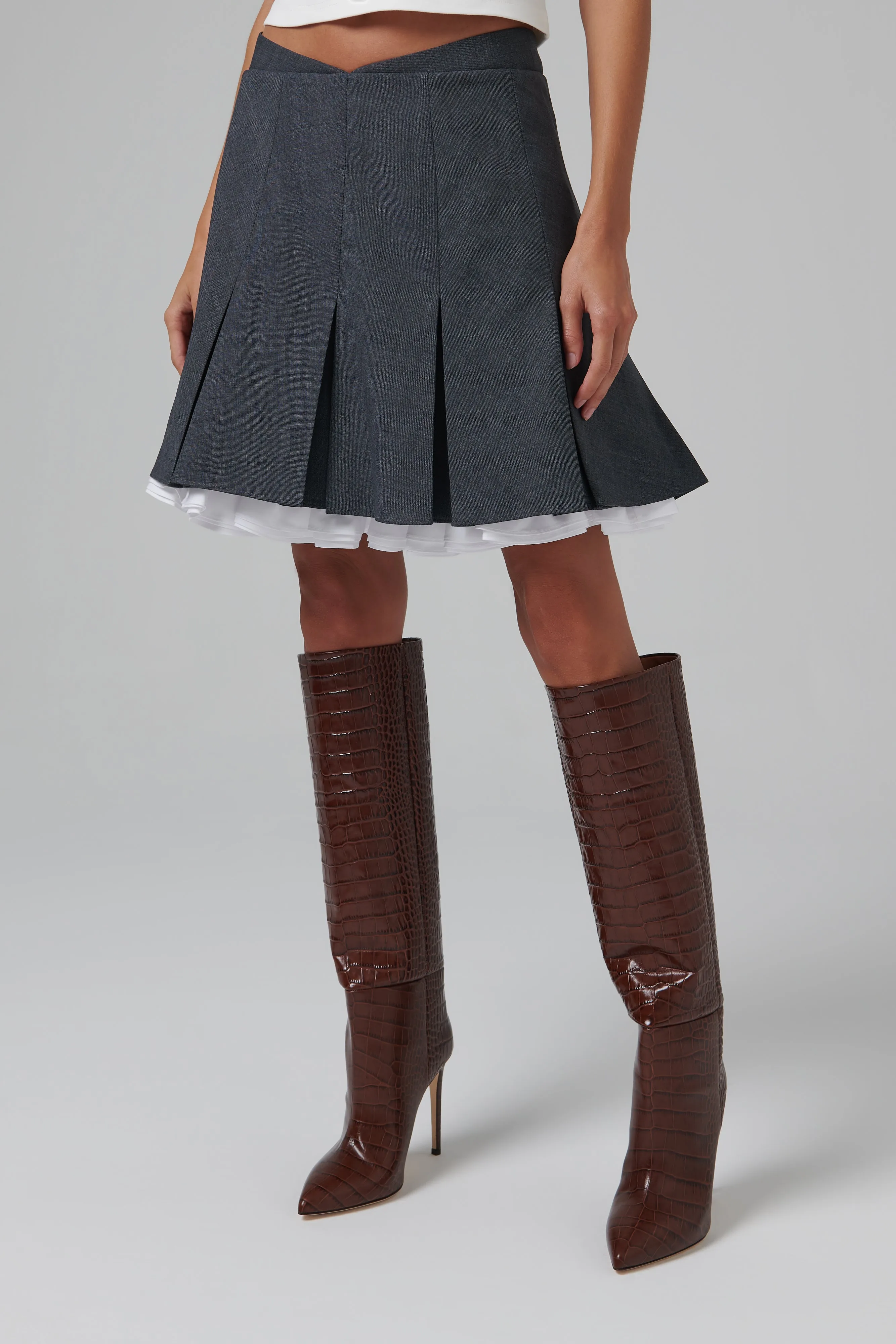 Grey Double-Layered A-Shape Skirt