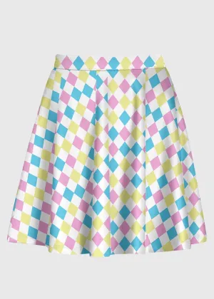 Harlequinn Pattern Pastel Clowncore Skirt