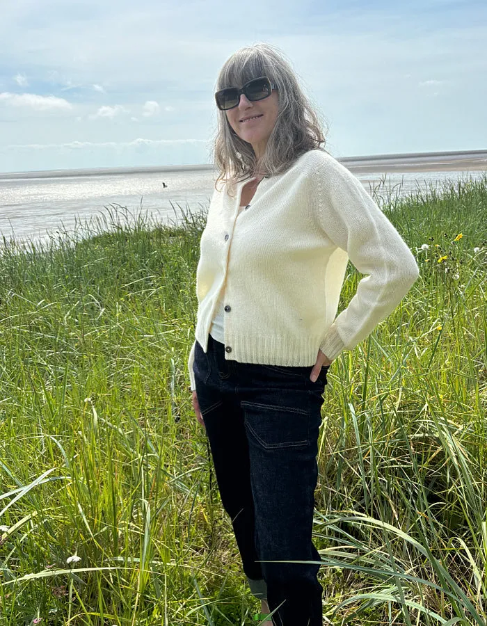 Harley Lambswool Short Cardigan in Winter White
