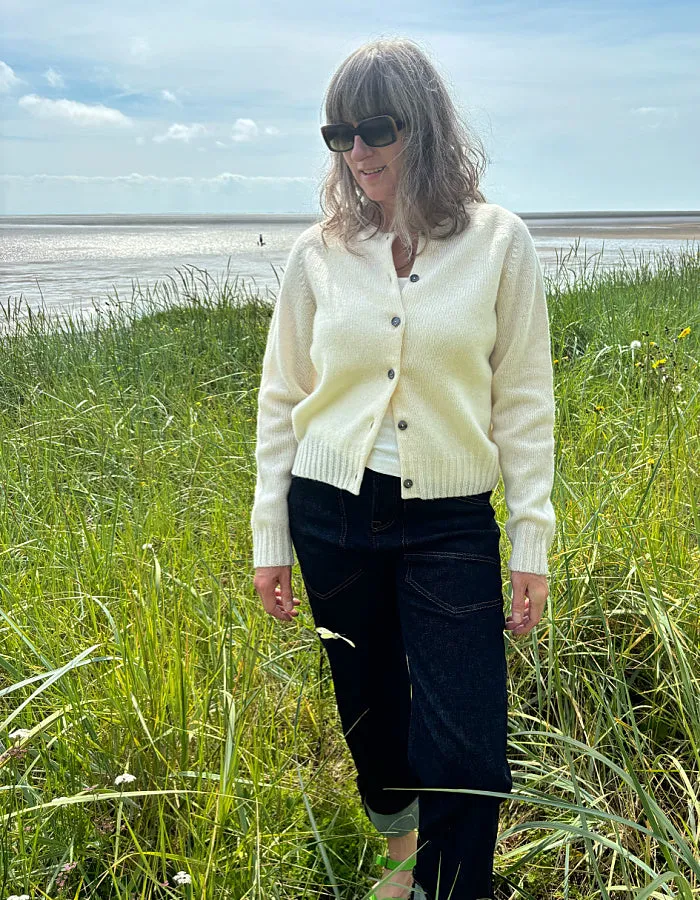 Harley Lambswool Short Cardigan in Winter White