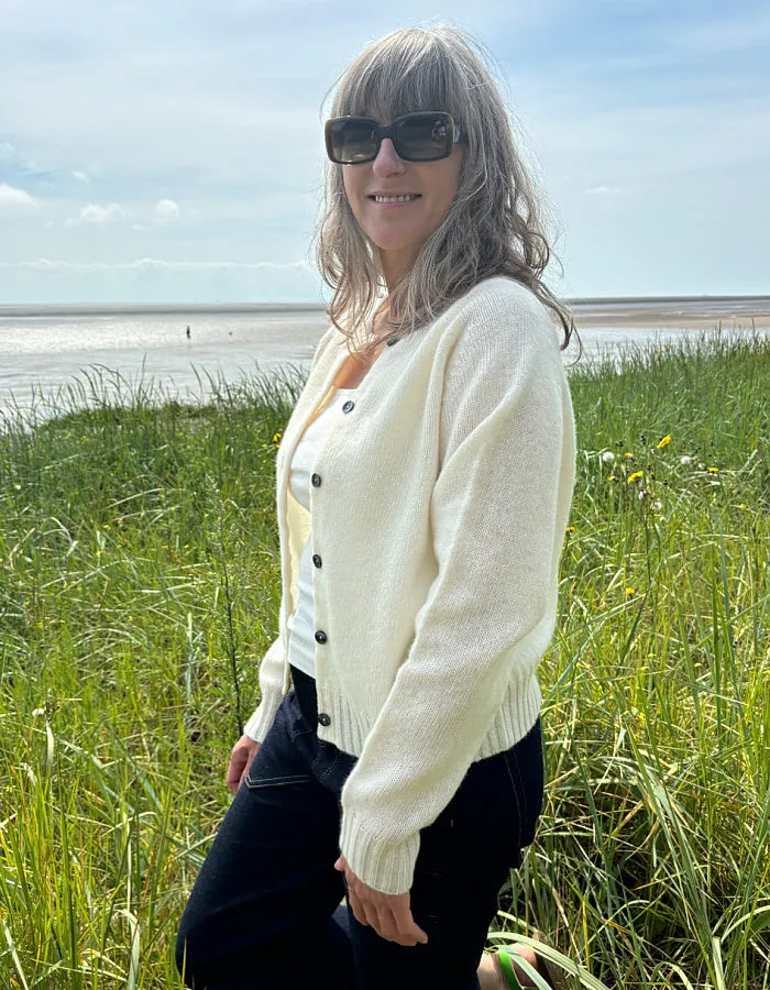 Harley Lambswool Short Cardigan in Winter White