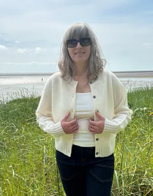 Harley Lambswool Short Cardigan in Winter White