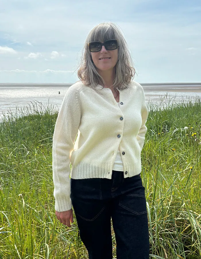 Harley Lambswool Short Cardigan in Winter White