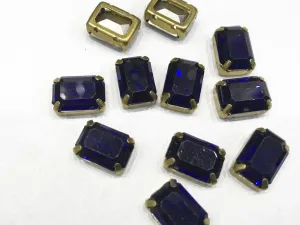 Ink Blue Rectangular Resin Stones with Catcher (14x10 mm)