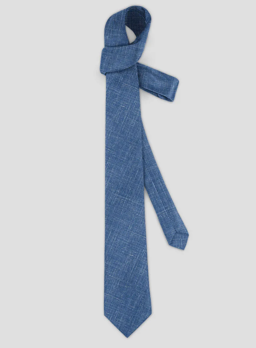Italian Murano Wool Linen Tie -  Portland Blue