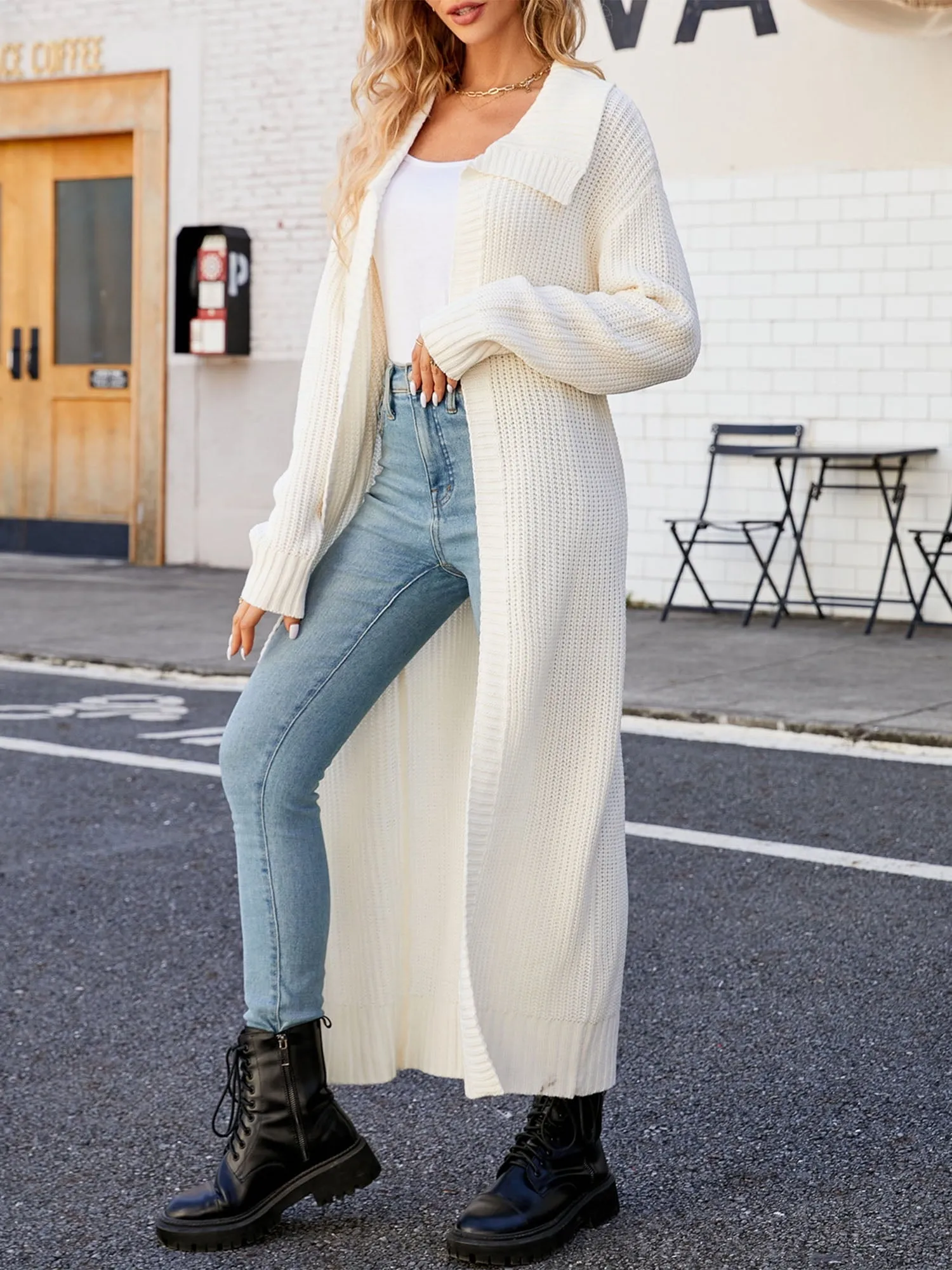 Ivyshape | Color Long Sleeve Long Knitted Cardigan