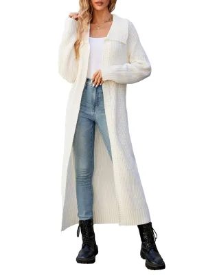 Ivyshape | Color Long Sleeve Long Knitted Cardigan