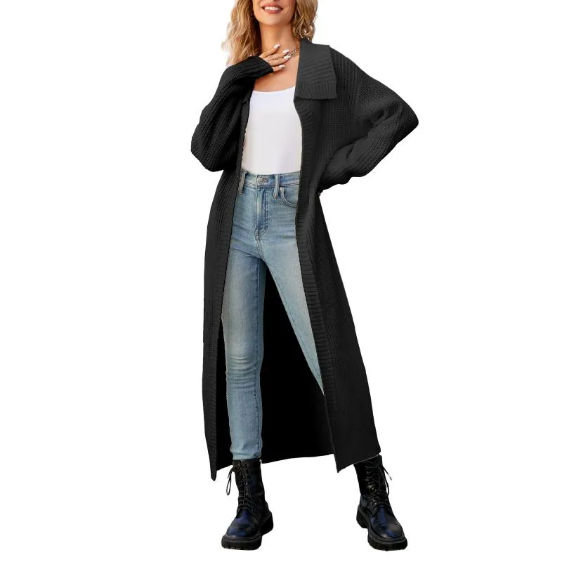 Ivyshape | Color Long Sleeve Long Knitted Cardigan