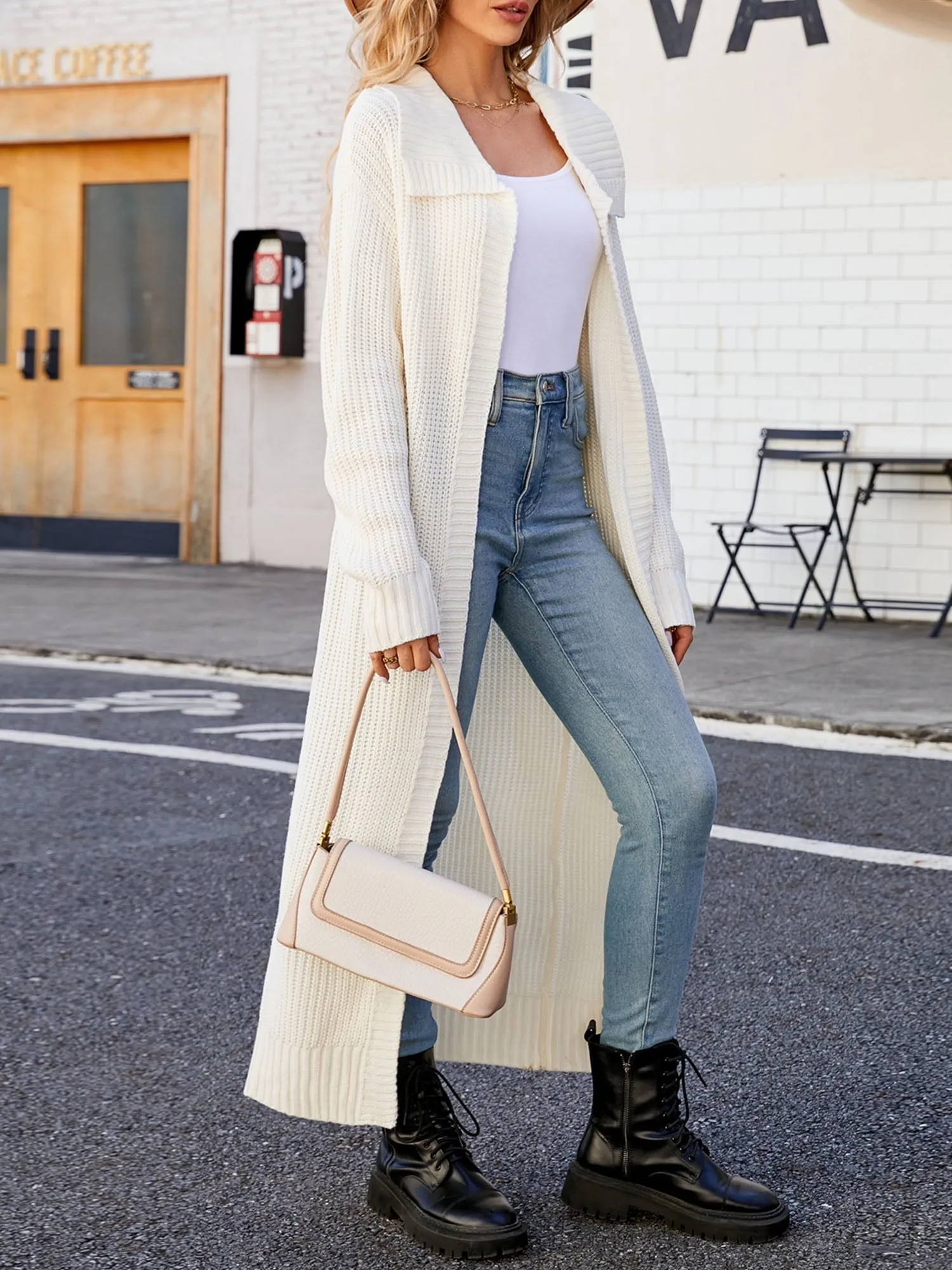 Ivyshape | Color Long Sleeve Long Knitted Cardigan