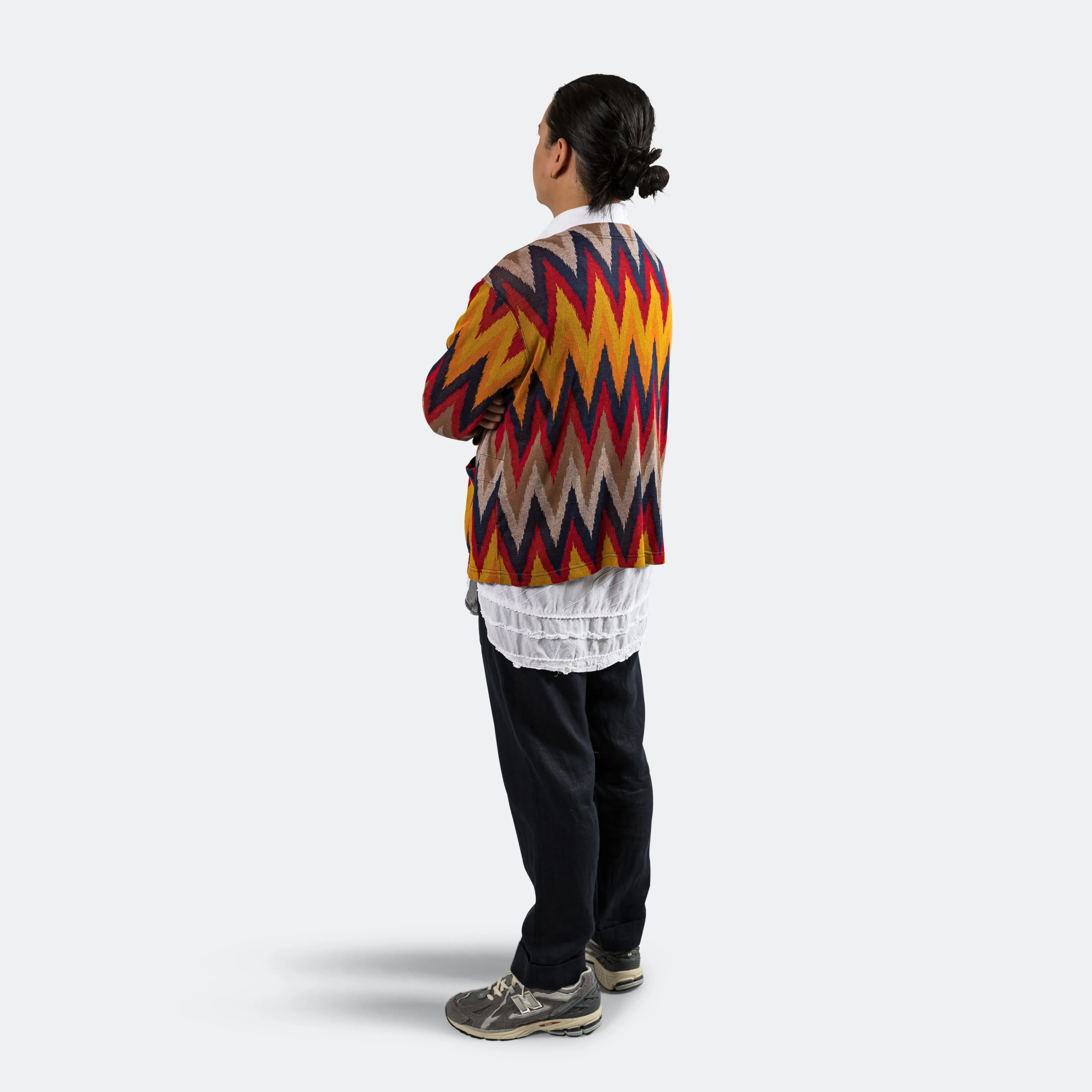 Knit Cardigan - Red/Navy Ikat Knit