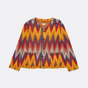 Knit Cardigan - Red/Navy Ikat Knit
