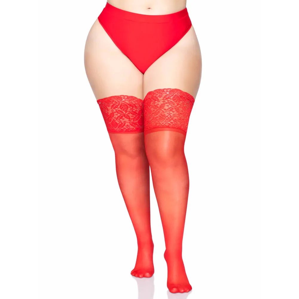 Leg Avenue Clara Sheer Stay-Up Thigh-High Stockings - Curvy