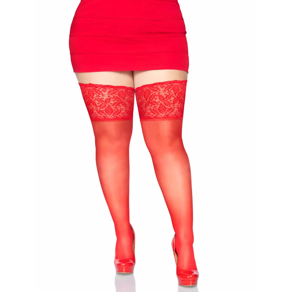 Leg Avenue Clara Sheer Stay-Up Thigh-High Stockings - Curvy