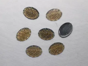 Light Golden Designer Oval Plastic Stones - 18x25 mm
