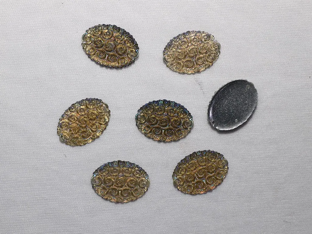 Light Golden Designer Oval Plastic Stones - 18x25 mm