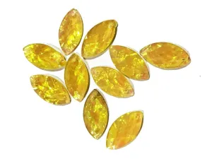 Light Golden Eye Zari Plastic Stones (Without Foil- 18x9 mm)