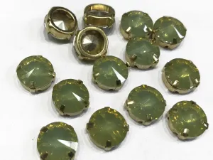Light Green Opal Circular Resin Stones with Catcher (12 mm) (Wholesale)