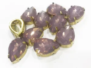 Mauve Opal Drop Resin Stones with Catcher (18x13 mm)