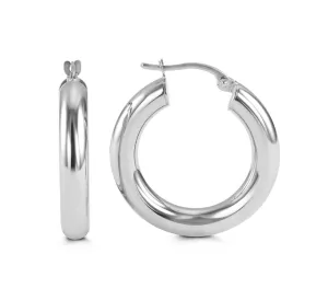 Medium Bold Hoops | 10k White Gold
