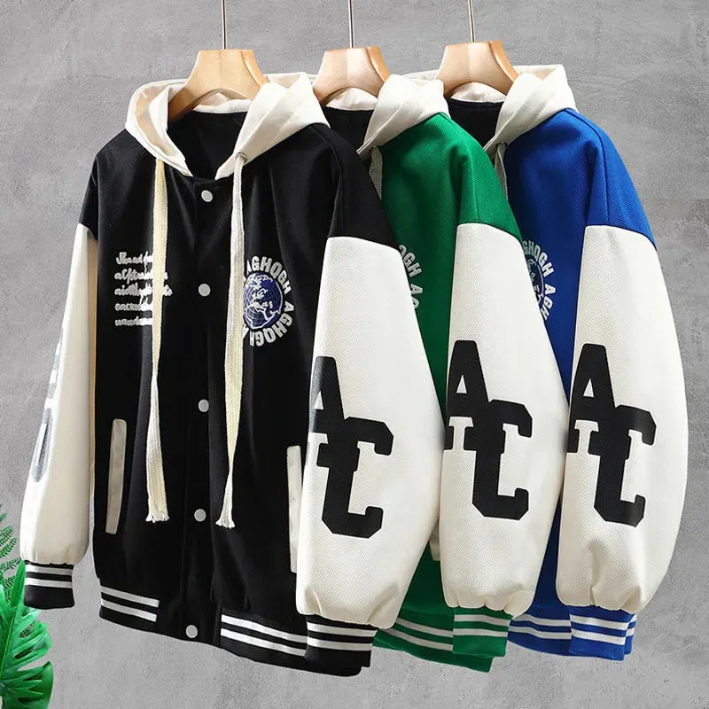 Men's Letter Printed Patchwork Coats