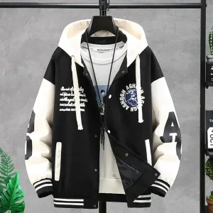 Men's Letter Printed Patchwork Coats