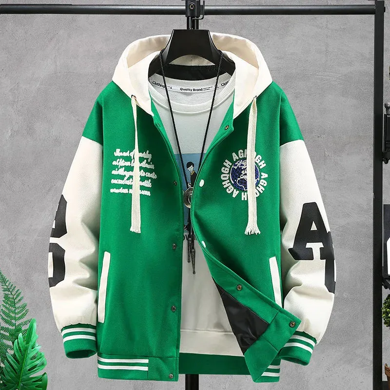 Men's Letter Printed Patchwork Coats