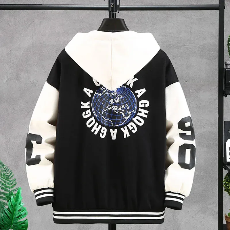 Men's Letter Printed Patchwork Coats