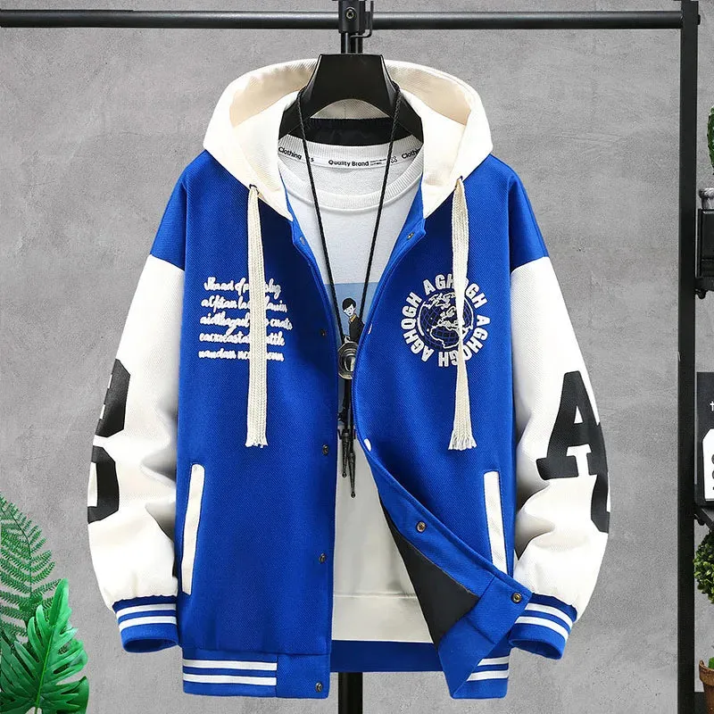Men's Letter Printed Patchwork Coats