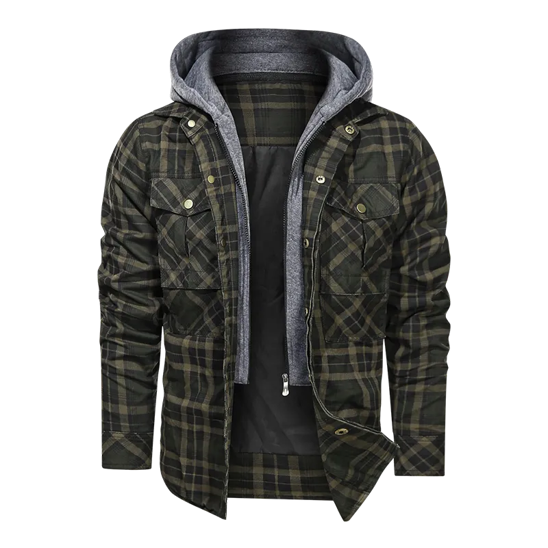 Men's Warm Jacket. Fleece Thick Autumn Winter Detachable Hoodie.