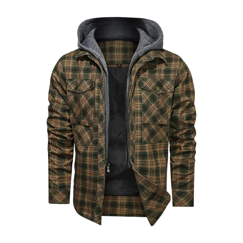 Men's Warm Jacket. Fleece Thick Autumn Winter Detachable Hoodie.