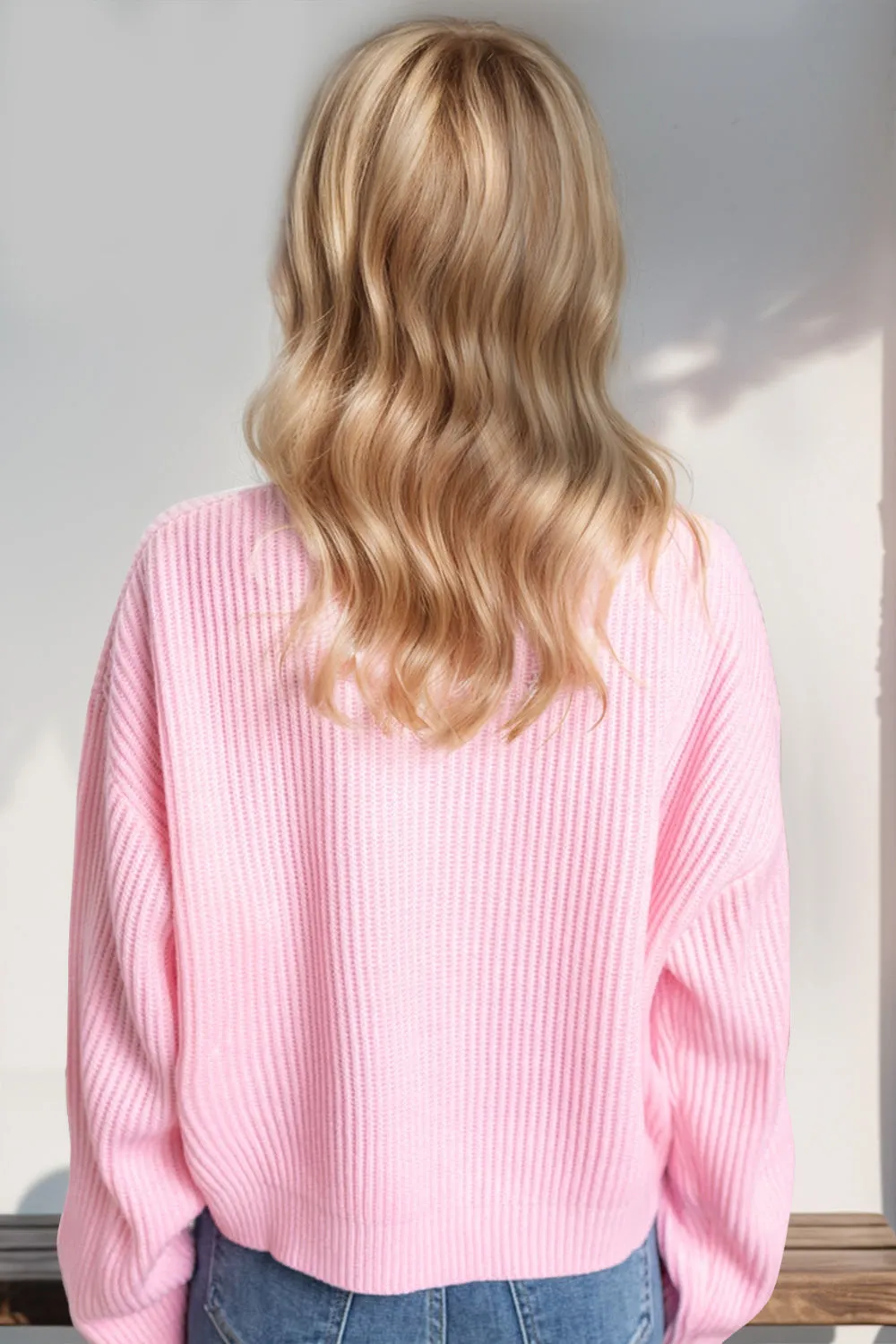 MERRY & BRIGHT Christmas Cropped Sweater