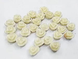 Milky White Flower Plastic Stones with Hole (8 mm)