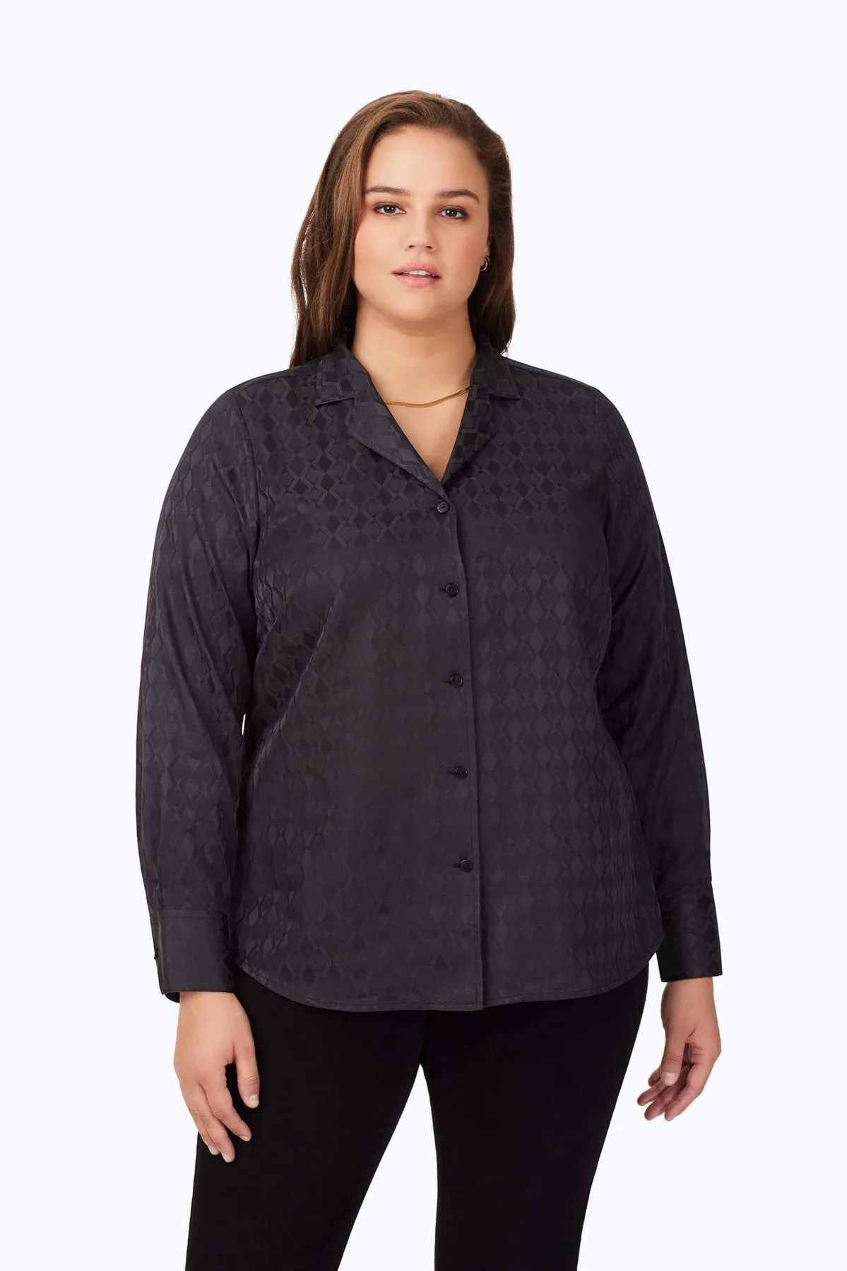 Monica Plus No Iron Geo Jacquard Shirt