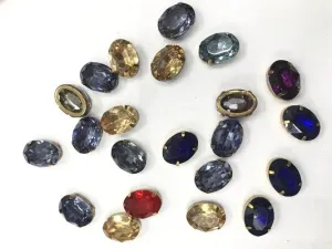 Multicolor Opal Plastic Stone With Catcher- 18x13 mm